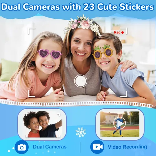 Vista 3 de Lapare Teléfono infantil para niños, teléfono de juguete con pantalla táctil con doble cámara, música y juegos, teléfono de juguete de aprendizaje