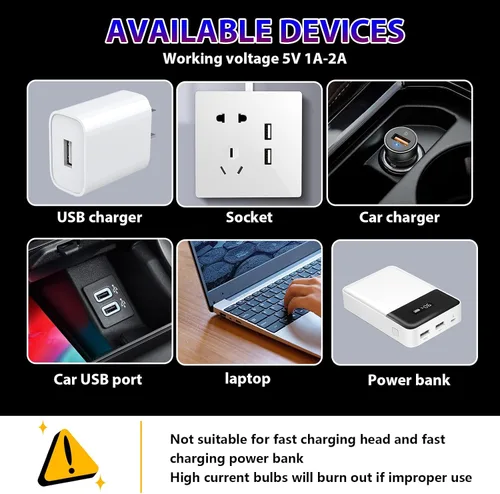 Vista 6 de 2 luces LED USB para automóvil, luces LED regulables al tacto, puerto USB, iluminación ambiental retro para automóvil, luces LED interiores Azul