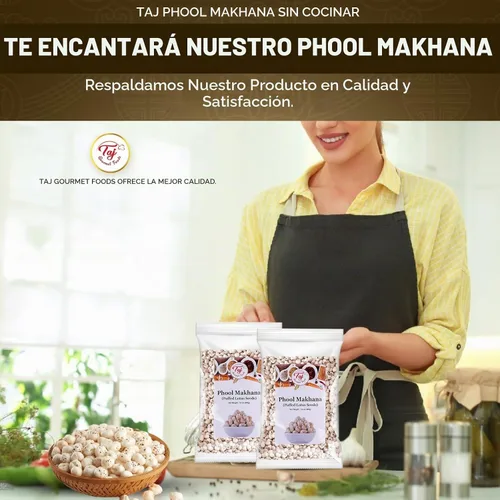 Vista 9 de TAJ Uncooked Phool Makhana - Paquete a granel de 14 onzas, nuez de zorro, semillas de loto reventadas