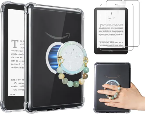 Vista 16 de CoBak Funda transparente con soporte y correa de mano para lector electrónico de 7 pulgadas Anti-amarilleo, cubierta ultra delgada a prueba