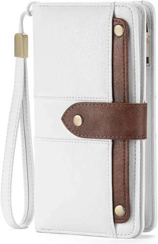 Vista 35 de FALAN MULE Cartera de cuero para mujer, de gran capacidad, bifold, con bloqueo RFID, tarjetero con bolsillo para monedas con cremallera Aa-negro.