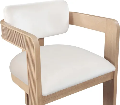 Vista 8 de Meridian Furniture 11094Cream-C Sacha Collection Silla de comedor Art Deco, terciopelo crema Ultra Luxe, terciopelo de 460 GSM, acabado natural