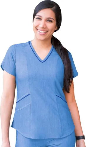 Vista 26 de Adar Pro Scrubs para mujer - Moderno cuello en V Manzana
