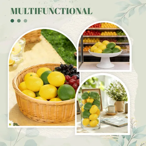 Vista 5 de Toopify 20 limones falsos, limones artificiales amarillos y verdes, acabado mate, decoración de frutas para cocina, frutero, mesa y fotografía