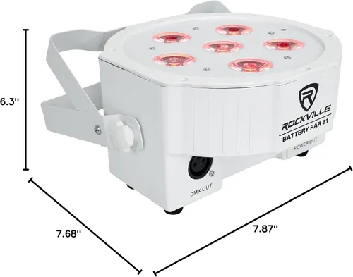 Vista 10 de 16 Rockville Battery PAR 61 Blanco Recargable RGBWA+ DMX DJ Up-Lights+Remotes