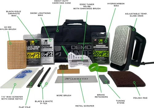 Vista 2 de Demon Podium Ski Snowboard Tune Kit con Hierro y Kit de Cera Universal Premium