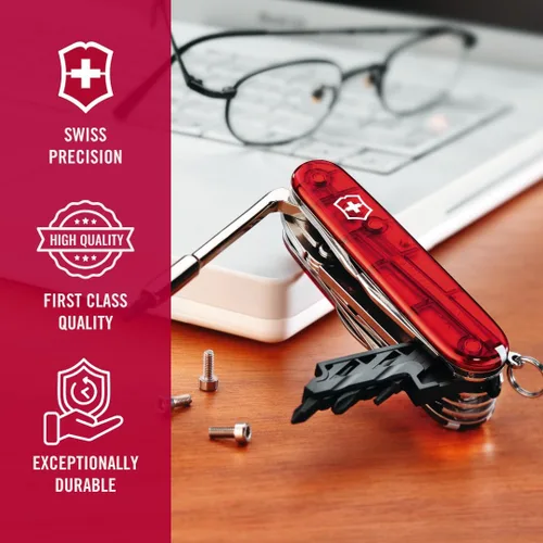 Vista 7 de Victorinox Cyber Tool M 32 Functions Swiss Army - Cuchillo de bolsillo mediano con estuche plegable, color rubí