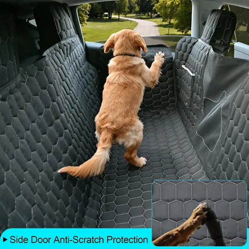 Vista 6 de Meginc Fundas de Asiento para Perros para Asiento Trasero, Asiento de Coche para Perros para Tesla Model 3, Funda de Asiento para Mascotas 100%