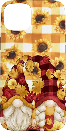 Vista 9 de iPhone 16 Autumn Fall Gnome Pumpkin Buffalo Plaid Pattern Sunflower Case