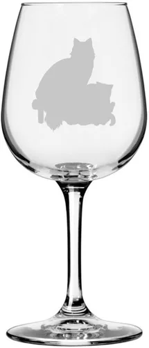 Vista 102 de Copa de vino de 12.75 onzas con temática de gato abisinio grabada para todo uso