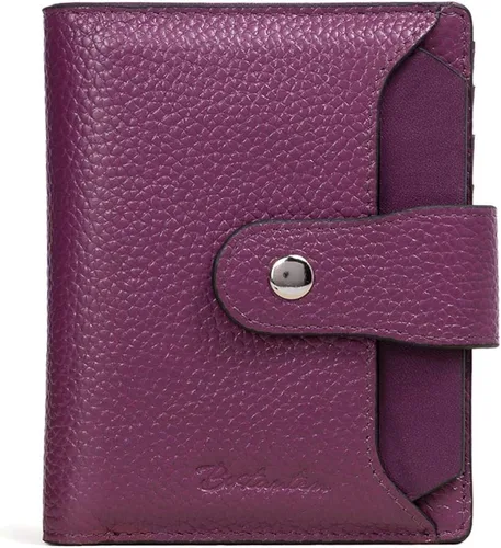 Vista 14 de BOSTANTEN Cartera de piel para mujer, con bloqueo RFID, pequeña, plegable, con bolsillo con cremallera, tarjetero, con ventana de identificación
