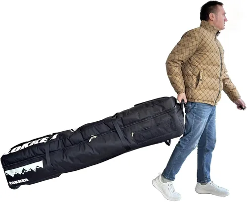 Vista 7 de D900 - Bolsa acolchada de snowboard con ruedas para viajes aéreos, impermeable de 71 pulgadas, gran capacidad para esquís/tablas de snowboard