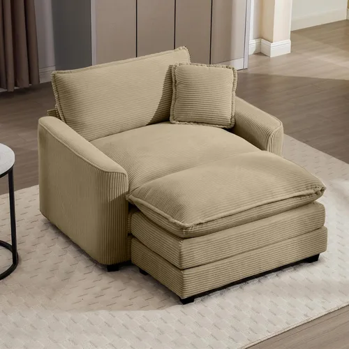 Vista 25 de Aoowow Sofá de dos plazas de pana, modernos sofás de nube de 2 plazas para sala de estar, sofás modulares de nube seccionales con asiento profundo