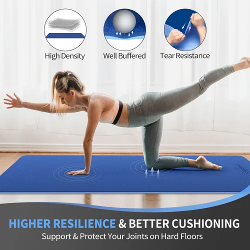 Vista 4 de CAMBIVO Tapete de yoga extra ancho para mujeres y hombres (72"/84" x 32" x 1/4") Tapete de entrenamiento TPE antideslizante grande para yoga