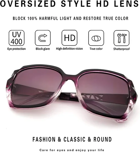 Vista 4 de LECKIRUT - Lentes de sol de gran tamaño para mujer, lentes de sol clásicos y a la moda con protección UV polarizada