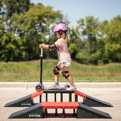 Vista 4 de Mini EZ-Link - Juego de rampas para patineta, scooters, BMX, coches RC, elevar al aire libre
