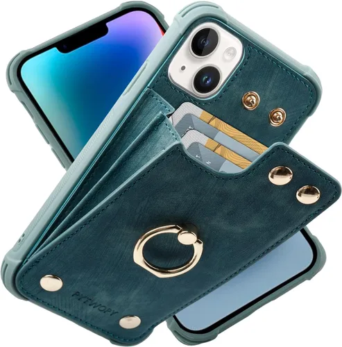 Vista 37 de Funda tipo cartera compatible con iPhone XR/10R con tarjetero de crédito, funda protectora de cuero a prueba de golpes compatible con anillo