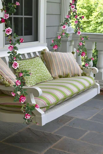 Vista 5 de Guirnalda de rosas artificiales de 6 pies de largo, enredadera aterciopelada para arco de boda, telón de fondo, decoración del hogar, corona (fucsia)