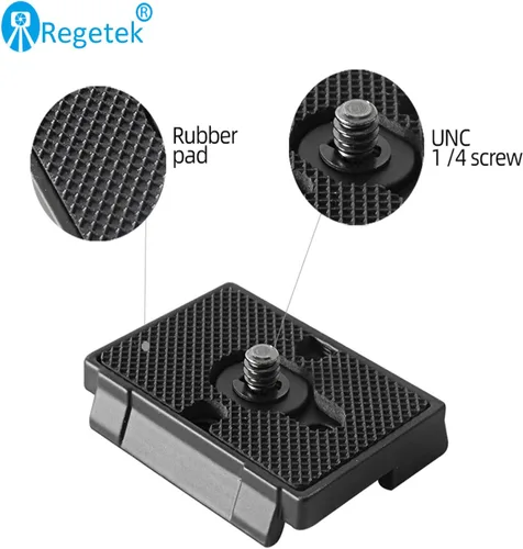 Vista 4 de Regetek Paquete de 2 placas de liberación rápida con tornillo de 1/4 "-20 para trípode de cámara Bogen 3157N Manfrotto 200PL-14 RC2