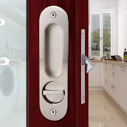 Vista 8 de Hardware de bloqueo de puerta de bolsillo de privacidad de 6.8 pulgadas, manija de bloqueo de puerta invisible con llaves, manija de puerta Negro