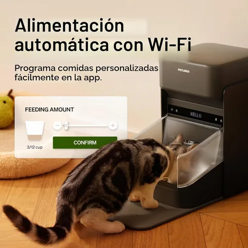 Vista 7 de PETLIBRO Alimentador automático RFID para gatos con 6 paquetes de bolsa desecante de alimentos para mascotas, sensor de collar para comidas
