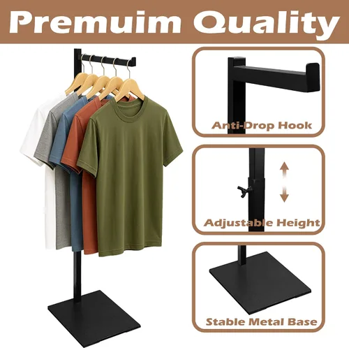Vista 4 de Clothing Display Rack, 21-36 Inch Adjustable Garment Stand, Black, 1 Pack Negro
