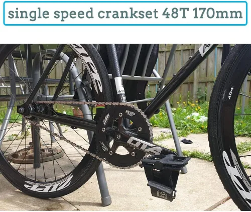 Vista 3 de CYSKY Juego de Bielas de Una Sola Velocidad E-Bike 170mm 130 BCD 48T/53T/56T/58T/60T Juego de Bielas Cónico Cuadrado para Bicicleta Plegable E-Bike