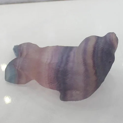 Vista 2 de 2.9 '' tallado a mano arco iris fluorita cristal cuarzo león mar figura talla animal