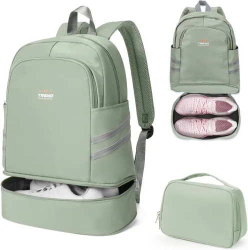 Vista 27 de coofay Mochila de gimnasio para mujer, bolsa de gimnasio con compartimento beige (A-Beige)