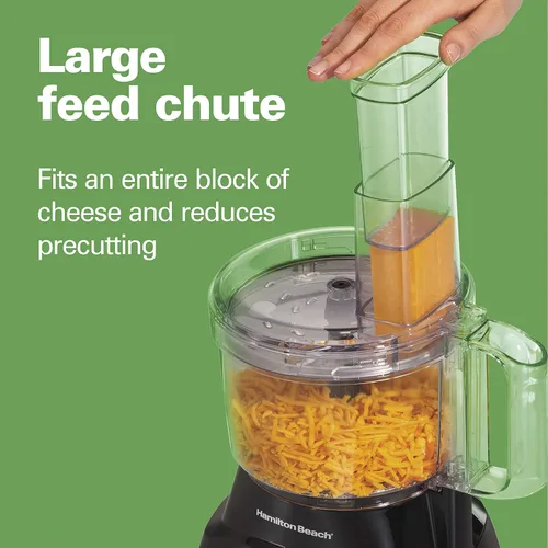 Vista 4 de Hamilton Beach Procesador de alimentos y picador de verduras para rebanar, triturar, picar y hacer puré, picador eléctrico de verduras de 8 tazas