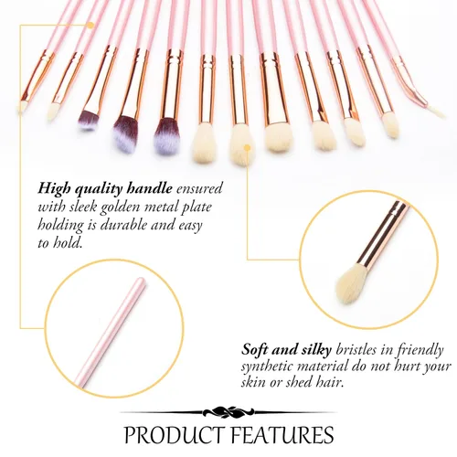 Vista 3 de Juego de 12 brochas de maquillaje de ojos con bolsa portátil, brochas de maquillaje para regalos del día de San Valentín