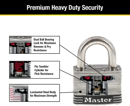 Vista 5 de Master Lock 5SSKAD - Candado de acero inoxidable para exteriores con llave, 1 paquete
