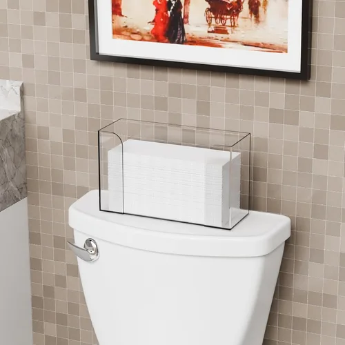 Vista 8 de Dispensador de toallas de papel de baño transparente, soporte para toallas de papel acrílico triple de 11 pulgadas de largo, dispensador de toallas