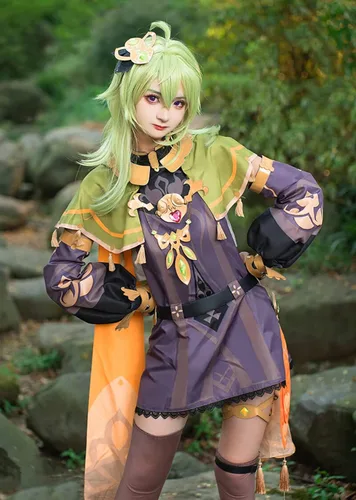 Vista 3 de Collei - Disfraz de cosplay de Game Genshin Impact conjunto completo de trajes de rol de Halloween para mujer