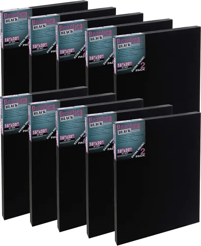 Vista 10 de Practica - Lienzo para pintar, libre de ácido. Lienzo de algodón económico, 2 unidades, múltiples tamaños, Negro, 11x14