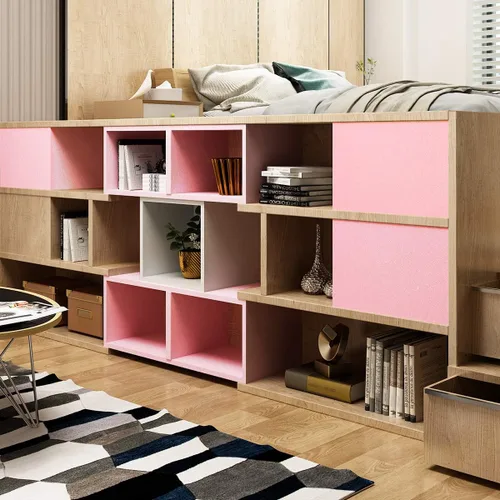 Vista 2 de Livelynine Papel tapiz rosa para despegar y pegar, papel de contacto decorativo para niñas, dormitorio de niñas, habitación de niños, decoración