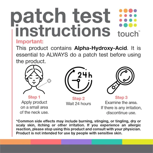 Vista 6 de TOUCH Almohadillas de ácido glicólico con 20 % exfoliantes y rejuvenecedores, toallitas faciales AHA, ideales para opacidad, poros, cicatrices