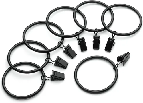 Vista 4 de HD6063 Paquete de 14 anillos de cortina con clips, 2.5 pulgadas de diámetro interior (14, latón antiguo)