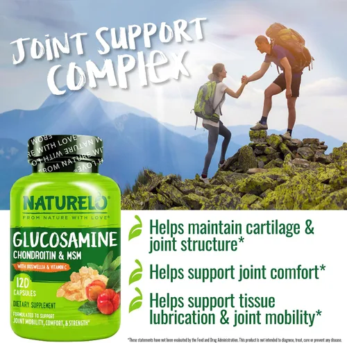 Vista 4 de NATURELO Glucosamina condroitina MSM con boswellia y vitamina C - Suplemento para comodidad, movilidad y fuerza de las articulaciones - 120 cápsulas