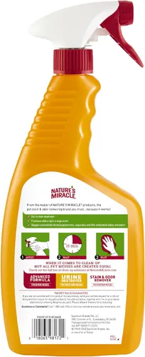 Vista 2 de Nature's Miracle Destructor de manchas para desorden de perros, 24 onzas, fórmula Oxy con aroma a naranja
