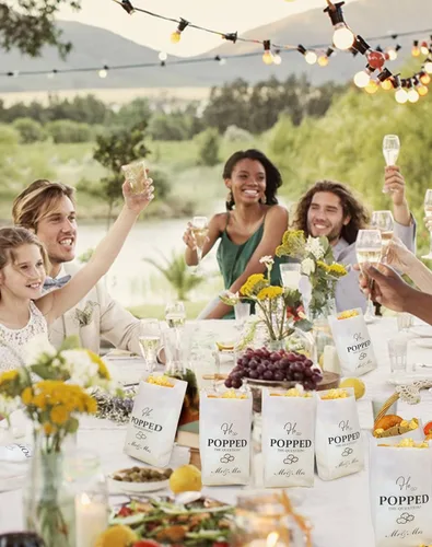 Vista 4 de 48 bolsas de palomitas de maíz con texto en inglés «He Popped the Question», para compromiso, despedida de soltera, regalos de boda, resistentes a