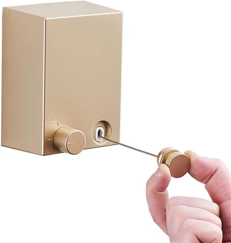 Vista 7 de BESy Funda retráctil ABS + secadora de aluminio con cuerda doble de acero inoxidable ajustable, estilo hotel, resistente, método de montaje