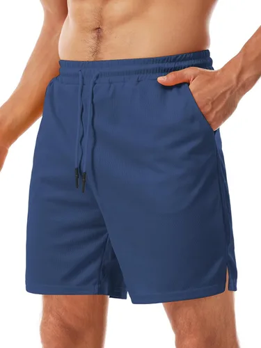 Vista 27 de Aolesy Pantalones cortos de gimnasio para hombre con forro de 5, 7, 9 pulgadas, ligeros, pantalones cortos de malla para entrenamiento, atléticos