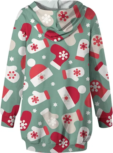 Vista 2 de Sudadera con capucha para mujer, diseño divertido y moderno de Navidad, tallas S-3XL