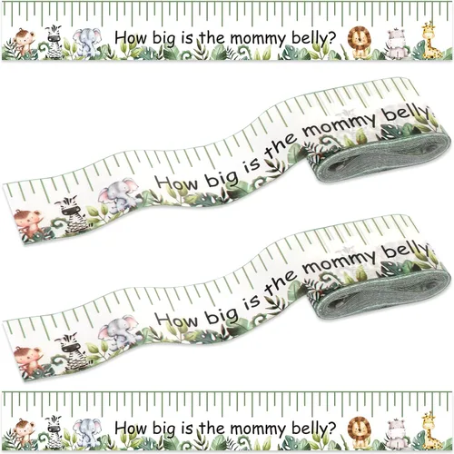 Vista 10 de Coume 2 rollos de cinta métrica para baby shower, 2 pulgadas x 150 pies, cinta métrica de vientre para baby shower, regalos y suministros de fiesta