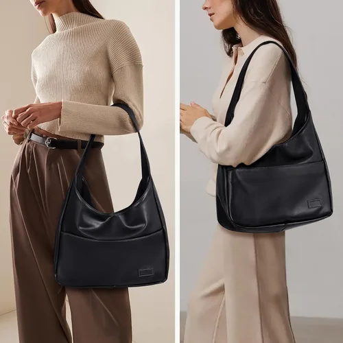 Vista 2 de Bolso de mano de piel sintética para mujer, bolso de hombro para universidad, bolso de mano de cuero Hobo, bolso de mano de trabajo
