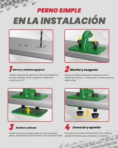 Vista 4 de Gancho de agarre para cubo de tractor de acero forjado de grado 70, gancho de agarre de 3/8 pulgadas con placa trasera, funciona bien para cubo