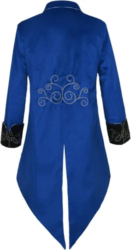 Vista 3 de Esmoquin medieval steampunk, disfraz de rendimiento, ropa de hombre de Halloween, chaqueta gótica