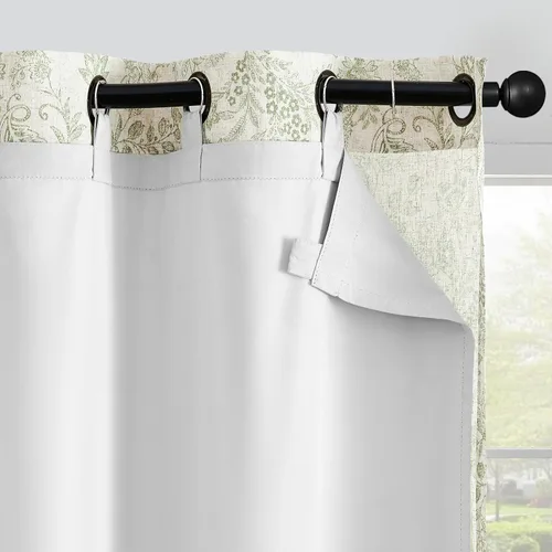 Vista 24 de JINCHAN Cortinas florales de lino para sala de estar, cortinas negras de estilo granja francesa de campo, cortinas de 63 pulgadas de largo, cortinas