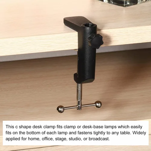 Vista 5 de PATIKIL Abrazadera de escritorio de 0.49 pulgadas de diámetro del orificio, soporte universal ajustable con abrazadera en C para micrófono, brazo